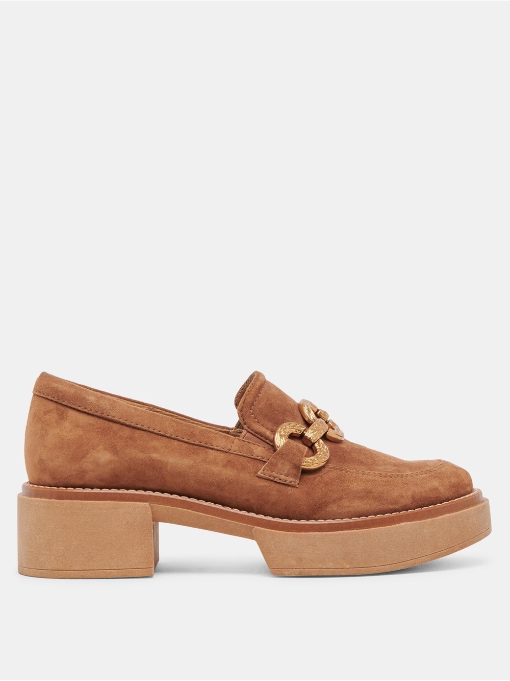 DOLCE VITA SHEENA TAN/BROWN SUEDE HEELED LOAFERS WOMENS SIZE 9